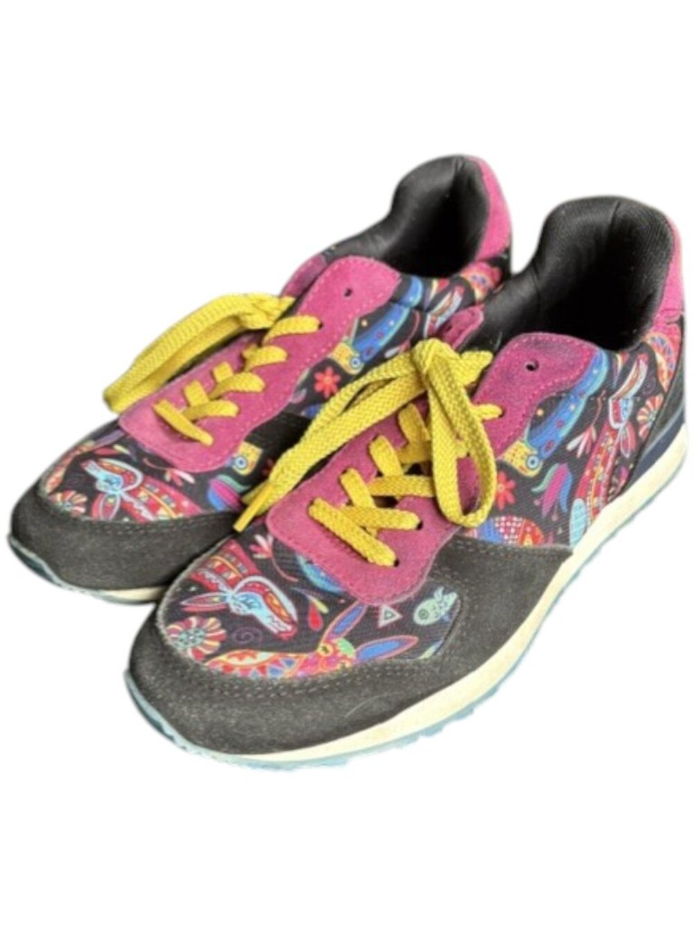 Inkkas Zocalo Colorful Leather/Textile Joggers - Pink/Black/Yellow - 9 - Picture 4 of 11